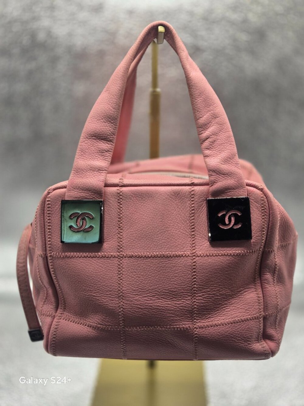 Chanel Chocolate Bar Boston Bag Pink Caviar Leather Boston Satchel 2004